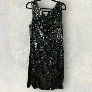 Olivia Matthew’s black sequin midi dress size 12